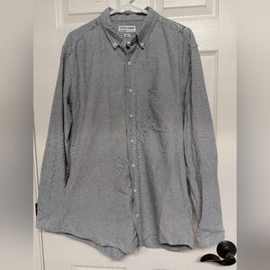 American Apparel Mens Oxford Cotton Button Down Shirt Collared L Gray Cotton
